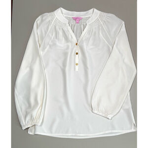 Lilly Pulitzer Silk Blouse Size XS Ivory White